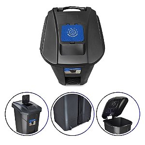 Lixeira Com Pedal E Roda 120 Litros Preta Tampa Click