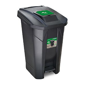 Lixeira Com Tampa Click Preta Pedal E Rodinhas 120 Litros