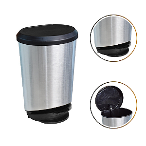 Lixeira Com Tampa E Pedal 10 Litros Inox Primeira Moagem