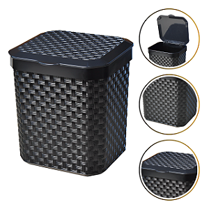 Lixeira De Pia Preta Com Tampa 5 Litros