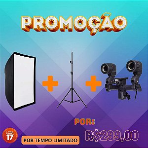 KIT SOFTBOX 50X70CM + TRIPE 2M + SOQUETE DUPLO