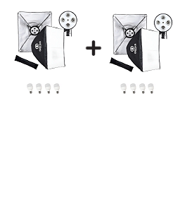 Kit 2 SOFTBOX 60x60cm + 2 TRIPÉ 2m + 8 LÂMPADAS 20w