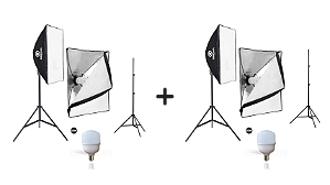 KIT 2 SOFTBOX 50X70m (GREIKA) + 2 TRIPÉ 2m + 2 LÂMPADAS 50w