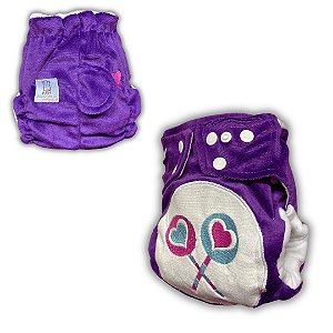 Fralda de Pano Ecológica AURORINHA SUSTENTÁVEL Pocket Minky URSINHOS COLORIDOS Tamanho Único 4kg/18kg (ROXO)