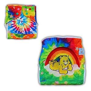 Fralda de Pano Ecológica AURORINHA SUSTENTÁVEL Pocket Minky TIE DYE URSINHOS Tamanho Único 4kg/18kg