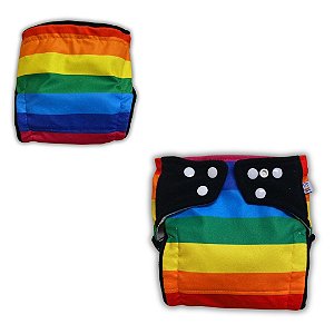 Fralda de Pano Ecológica AURORINHA SUSTENTÁVEL Pocket Minky ARCO-ÍRIS Tamanho Único 4kg/18kg (ROSA)