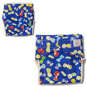 Fralda de Pano Ecológica AURORINHA SUSTENTÁVEL Pocket Tricoline PEANUTS AZUL Tamanho Único 4kg/18kg