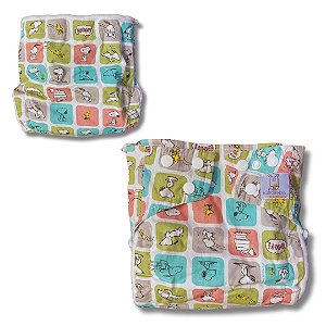 Fralda de Pano Ecológica AURORINHA SUSTENTÁVEL Pocket Tricoline SNOOPY QUADRADOS COLORIDOS Tamanho Único 4kg/18kg