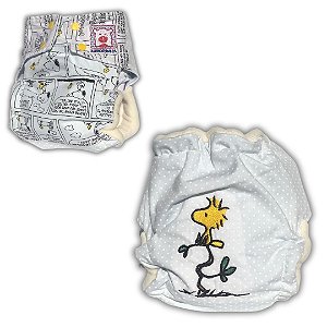 Fralda de Pano Ecológica AURORINHA SUSTENTÁVEL Pocket Tricoline SNOOPY BORDADA ÁRVORE Tamanho Único 4kg/18kg