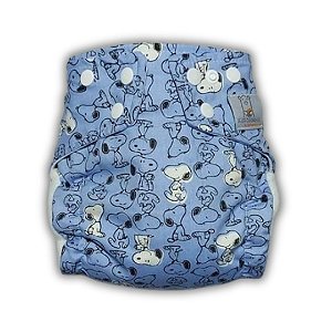 Fralda de Pano Ecológica AURORINHA SUSTENTÁVEL Pocket Tricoline SNOOPY AZUL Tamanho Único 4kg/18kg