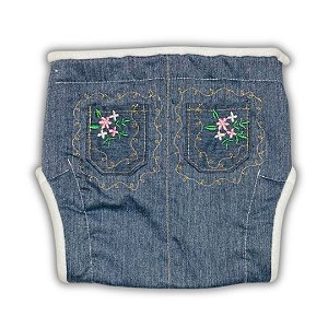 Fralda de Pano Ecológica AURORINHA SUSTENTÁVEL Pocket Tricoline CALÇA JEANS FLORES Tamanho Único 4kg/18kg