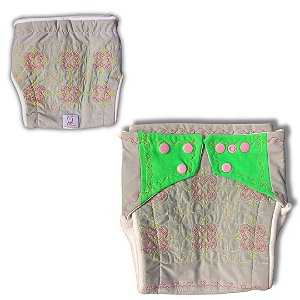 Fralda de Pano Ecológica AURORINHA SUSTENTÁVEL Pocket Lycra MOSAICO FLORES Tamanho Único 4kg/18kg