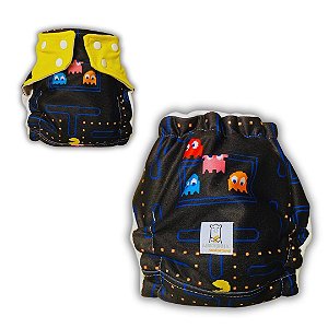 Fralda de Pano Ecológica AURORINHA SUSTENTÁVEL Pocket Lycra PACMAN Tamanho Único 4kg/18kg