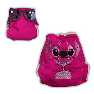 Fralda de Pano Ecológica AURORINHA SUSTENTÁVEL Pocket Lycra ANJINHA STITCH Tamanho Único 4kg/18kg