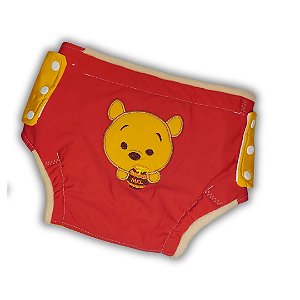 Fralda de Pano Ecológica AURORINHA SUSTENTÁVEL "Do Começo ao Fim" POOH APLIQUE Tamanho Único 4kg/21kg