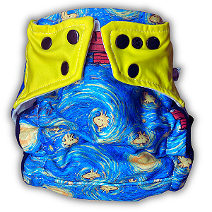Fralda de Pano Ecológica AURORINHA SUSTENTÁVEL Pocket LYCRA SNOOPY VAN GOGH Tamanho Único 4kg/18kg