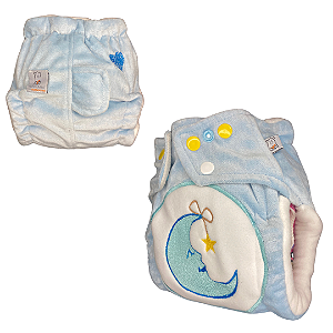 Fralda de Pano Ecológica AURORINHA SUSTENTÁVEL Pocket Minky URSINHOS COLORIDOS Tamanho Único 4kg/18kg (AZUL CLARO)