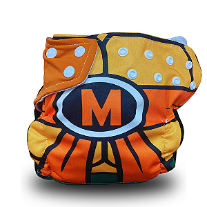 Fralda de Pano Ecológica AURORINHA SUSTENTÁVEL Pocket Lycra TARTARUGA MICHELANGELO Tamanho Único 4kg/18kg