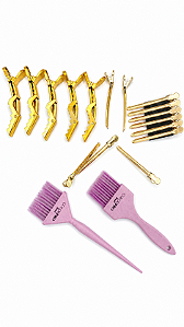 DUPLICADO - Combo Colorista Essencial Colorpro | 2 Pincéis Pink + Hair Clip + Clip de Metal