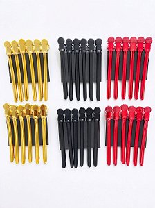 Kit Clip de Metal com 3 Cores Vermelho/Dourado/Preto