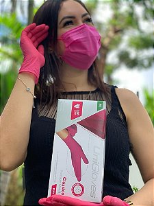 Luva de LÁTEX PINK CLASSICO com pó Unigloves com 100 Unid