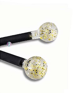 ESFERA DE VIDRO PEQUENA PARA CROMOTERAPIA - PAR - TRANSPARENTE COM GLITTER