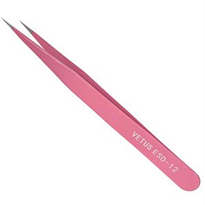 Pinça para cílios Vetus Reta Rosa