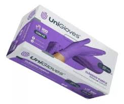 Luva de LÁTEX LILAS CLASSICO com pó Unigloves com 100 Unidades