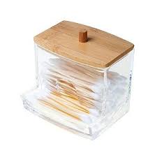 PORTA COTONETE QUADRADO DE ACRÍLICO COM TAMPA