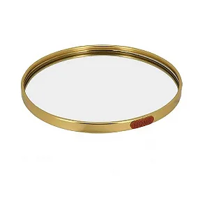 BANDEJA ESPELHADA REDONDA DOURADA 19,8cm x 1,5cm