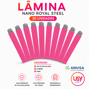 30 LAMINAS NANO ROYAL STEEL 16P ULTRA BLADE 0,18mm PINK c anvisa