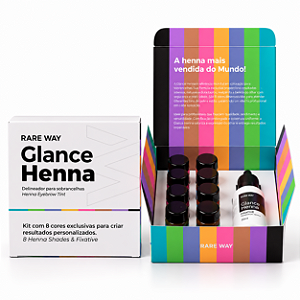 Kit Henna para Sobrancelhas Glance 8 Cores + Fixador 20ml Rare Way