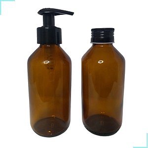 Kit Porta Sabonete Líquido + Difusor Vidro Ambar 200 Ml