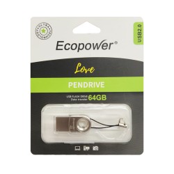 PENDRIVE 64GB ECOPOWER LOVE USB2.0 GRAFITE