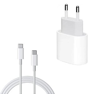 KIT CARREGADOR E CABO CELULAR ECOPOWER EP-7050 20W / Type-C - Branco + Cabo Type-C
