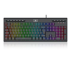 TECLADO COM FIO Gamer Redragon Aditya, Membrana, RGB, ABNT2 - K513-RGB PT - Preto