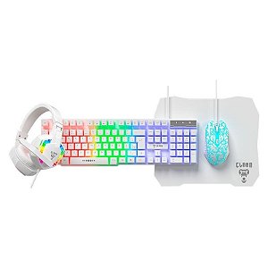 KIT COMBO GAMER NIGHTMARE SNOW - TECLADO/MOUSE/HEADSET/MOUSEPAD - CLANM