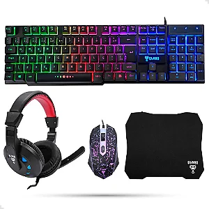 KIT COMBO GAMER CJ01 NIGHTMARE - TECLADO/MOUSE/HEADSET/MOUSEPAD - CLANM