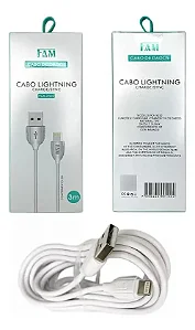CABO DE DADOS IPHONE USB PARA LIGHTNING COM 3M FCA-X530 3M BRANCO FAM