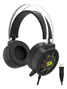 Fone de Ouvido com Fio Headset Gamer Redragon Grendel,USB ilum RGB e Microf. Omnidirecional Preto H314-RGB