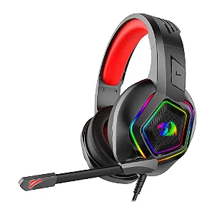 Fone de Ouvido com fio Headset Gamer Redragon Medea Conec. 3.5mm USB p/ Ilum.RGB  Microf. Ajust. Preto - H280