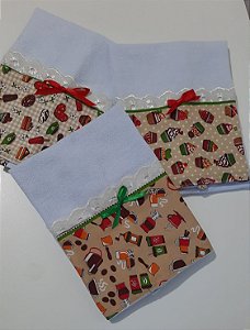 Kit Pano de Prato Coleção Café 3 Peças