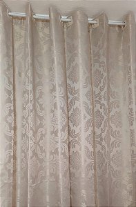 Cortina Jacquard Bordado Bege