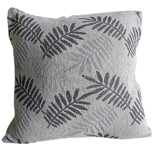 Capa Decorativa Jacquard  43x43 Tecido Folhagem  Cinza Folha 5112