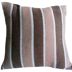 Capa Decorativa p/ Almofada Jacquard 43x43 Listras Bege / Chocolate