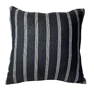 Capa Decorativa p/ Almofada Jacquard 43x43 Listras Preta