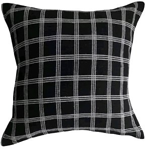 Capa Decorativa p/ Almofada Jacquard 43x43 Quadriculado Preto