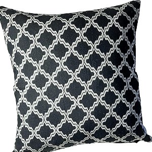 Capa Decorativa p/ Almofada Jacquard 60x60cm Preto e Branco
