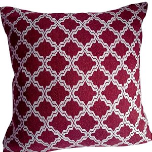 Capa Decorativa p/ Almofada Jacquard 60x60cm Vermelho e Branco