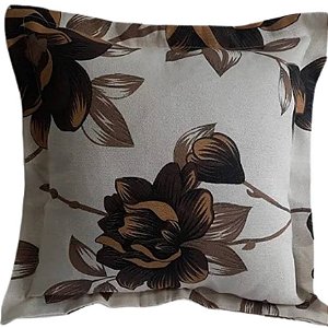 Capa Gorgurinho Decorativa p/ Almofada 43x43cm Floral Marrom Chocolate com Abas